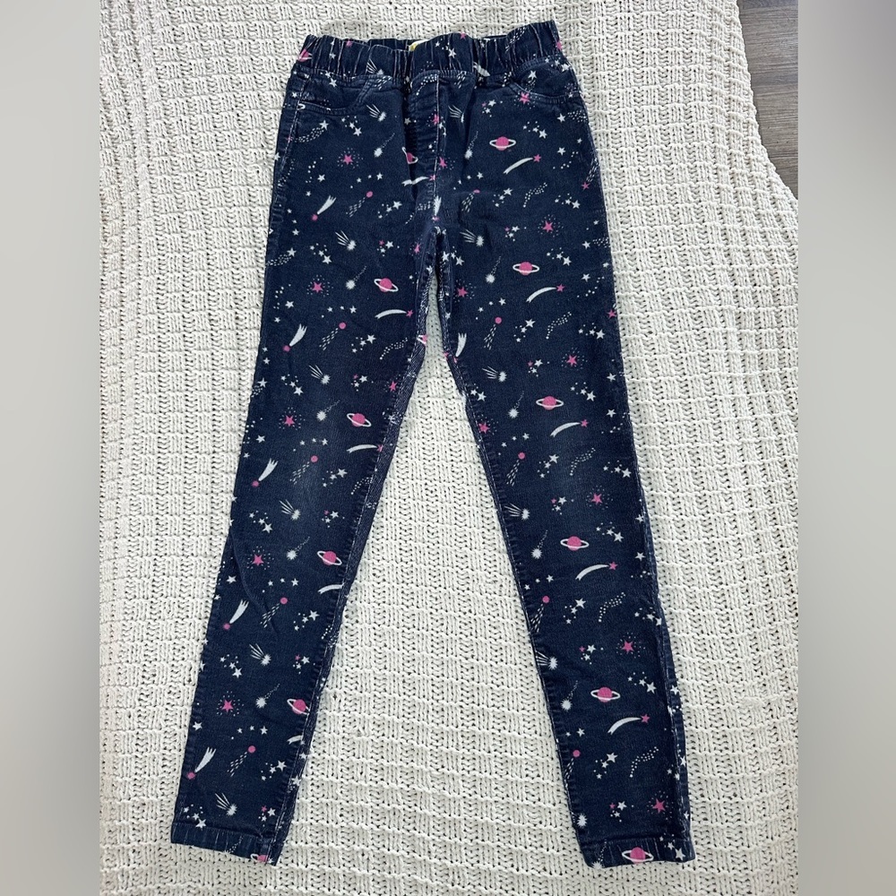 Boden Pants Girls Youth 11 Y Blue Corduroy Pull On Saturn Moon Universe (D249)